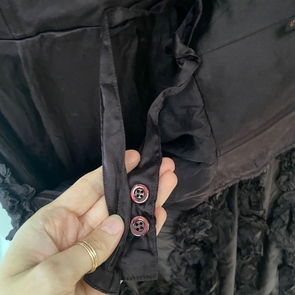 Escada Germany Luxury 100% Silk Brown Off The Shoulder Gown Maxi Dress Size 38 - Picture 7 of 11